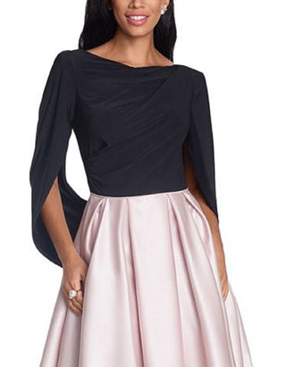 Vestido Betsy &amp; Adam Feminino com Costas Drapeadas e Ajuste Flare, Marrom, Tamanho 8