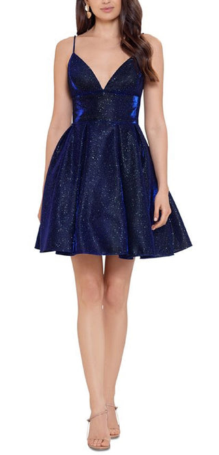 Vestido de festa feminino Galaxy Fit &amp; Flare da Betsy &amp; Adam, azul, tamanho 0