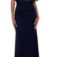 Vestido de festa feminino Betsy &amp; Adam com sobreposição de contas, azul, tamanho 4