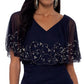 Vestido de festa feminino Betsy &amp; Adam com sobreposição de contas, azul, tamanho 14