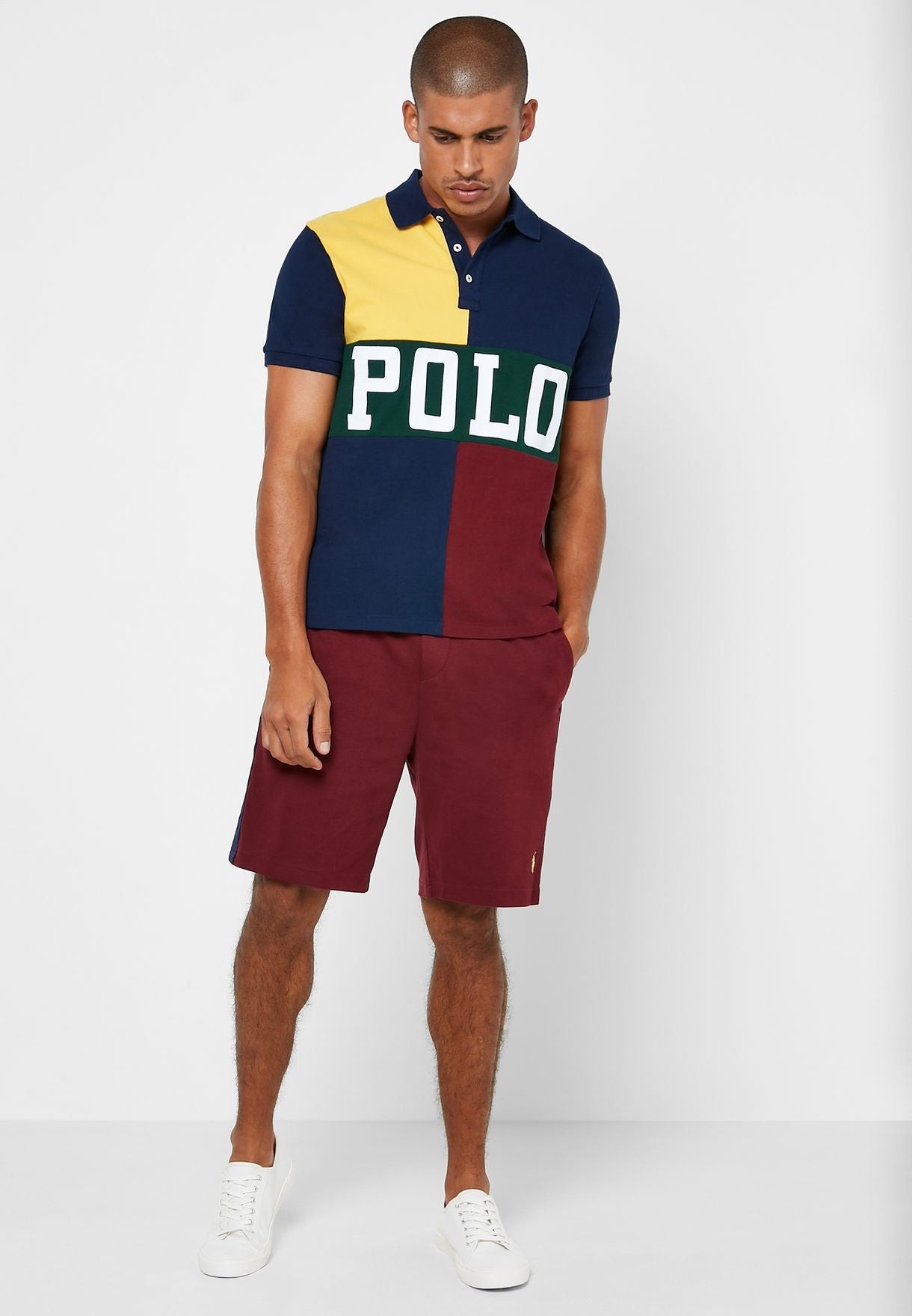 Polo Ralph Lauren Masculino Classic Fit Color Block Mesh Camisa Polo Amarela Tamanho Médio