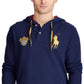 Camisa Polo Ralph Lauren Masculina Manga Longa em Malha com Capuz Azul Tamanho Médio