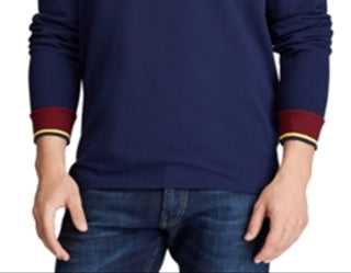 Camisa Polo Ralph Lauren Masculina Manga Longa em Malha com Capuz Azul Tamanho Médio