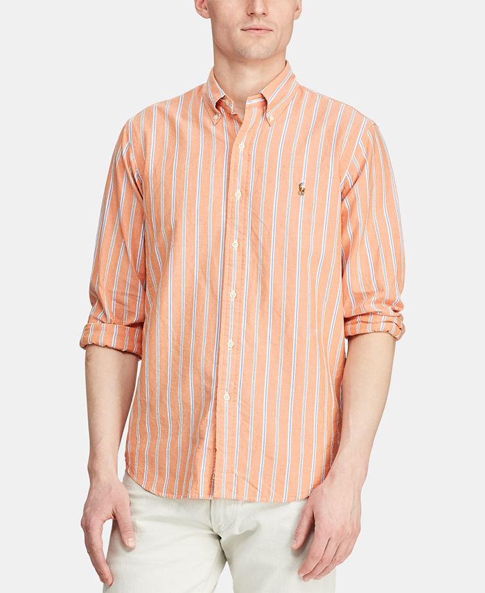Camisa esportiva masculina Polo Ralph Lauren Oxford laranja tamanho pequeno