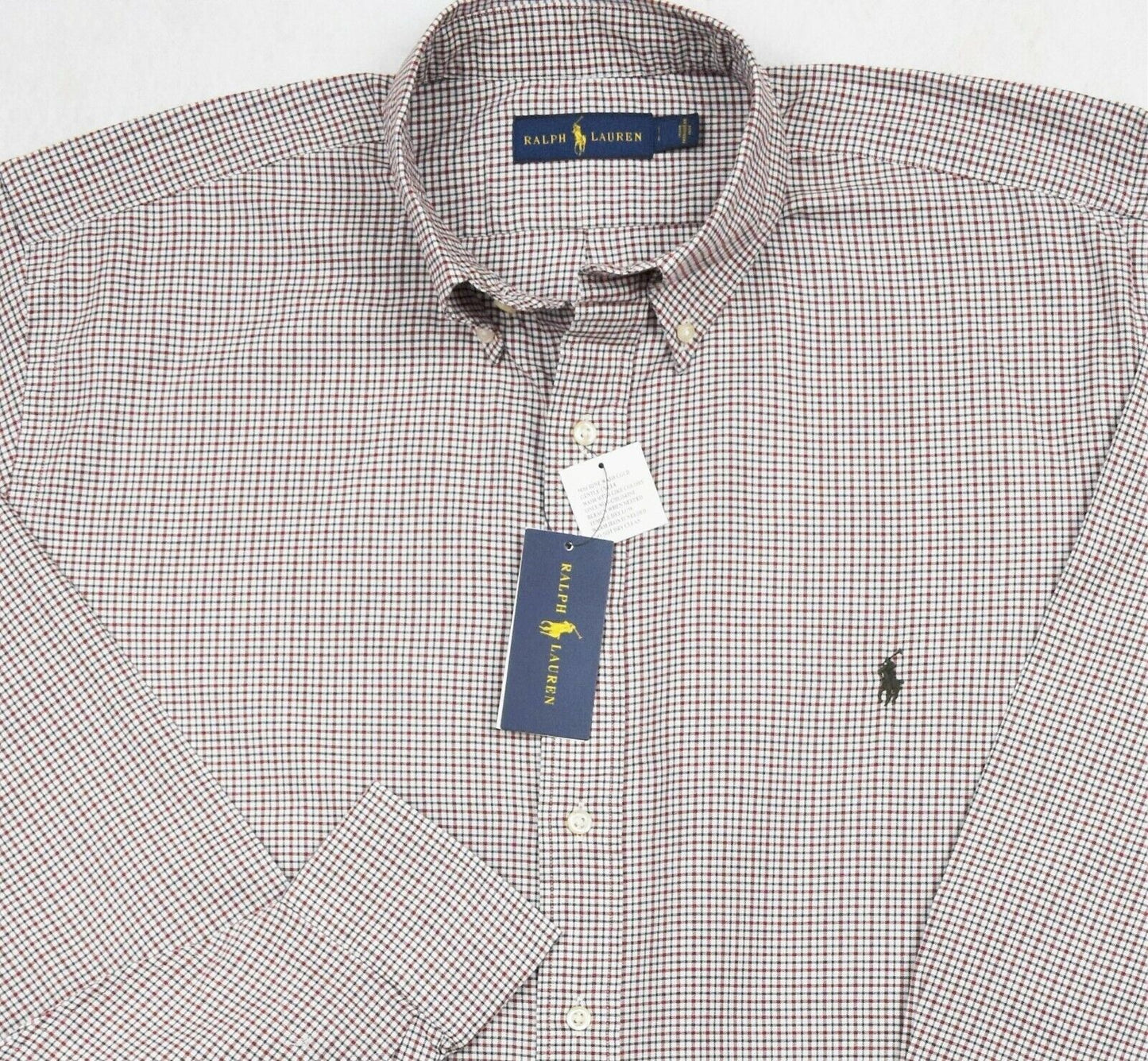 Camisa de sarja xadrez clássica masculina Polo Ralph Lauren, vermelha, tamanho 3LT