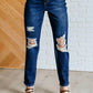 Judy Blue - High Rise Rigid Magic Distressed Straight Jeans