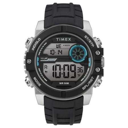 Timex Men's Digital Watch - Black Silicone Strap