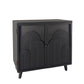 Modern Black Wood Storage Cabinet with Embossed Door
