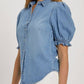 Risen - Puff Sleeve Denim Shirt