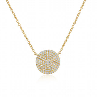 Diana M Jewels - Colar com disco de diamantes redondos de 0,57 cts