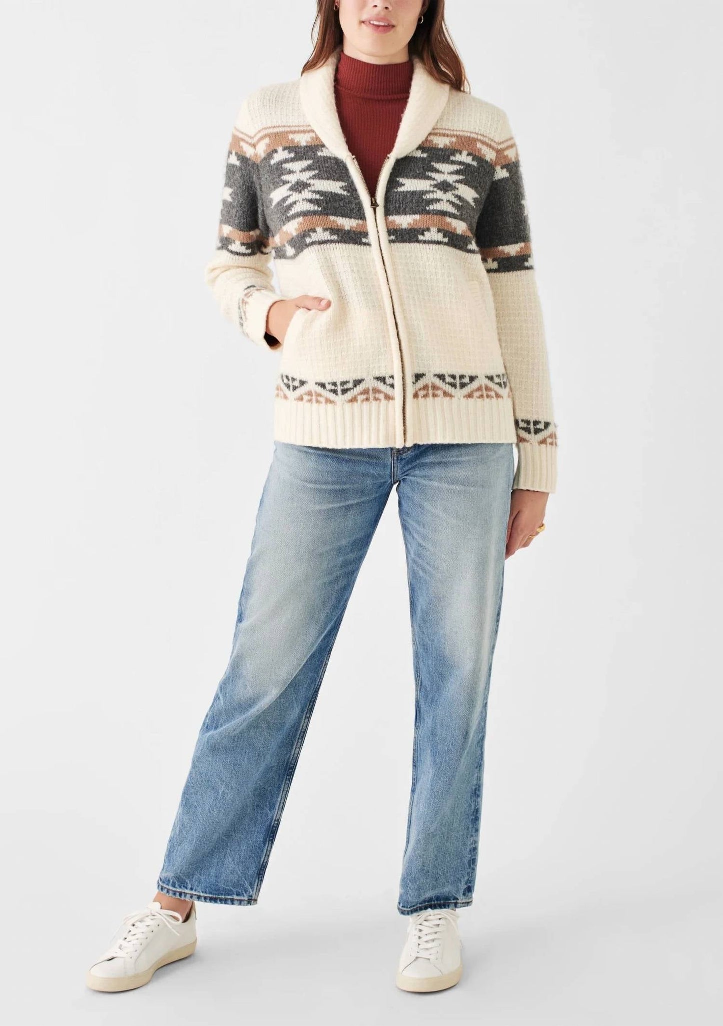 Faherty - Byt Fairisle Zip Cardigan