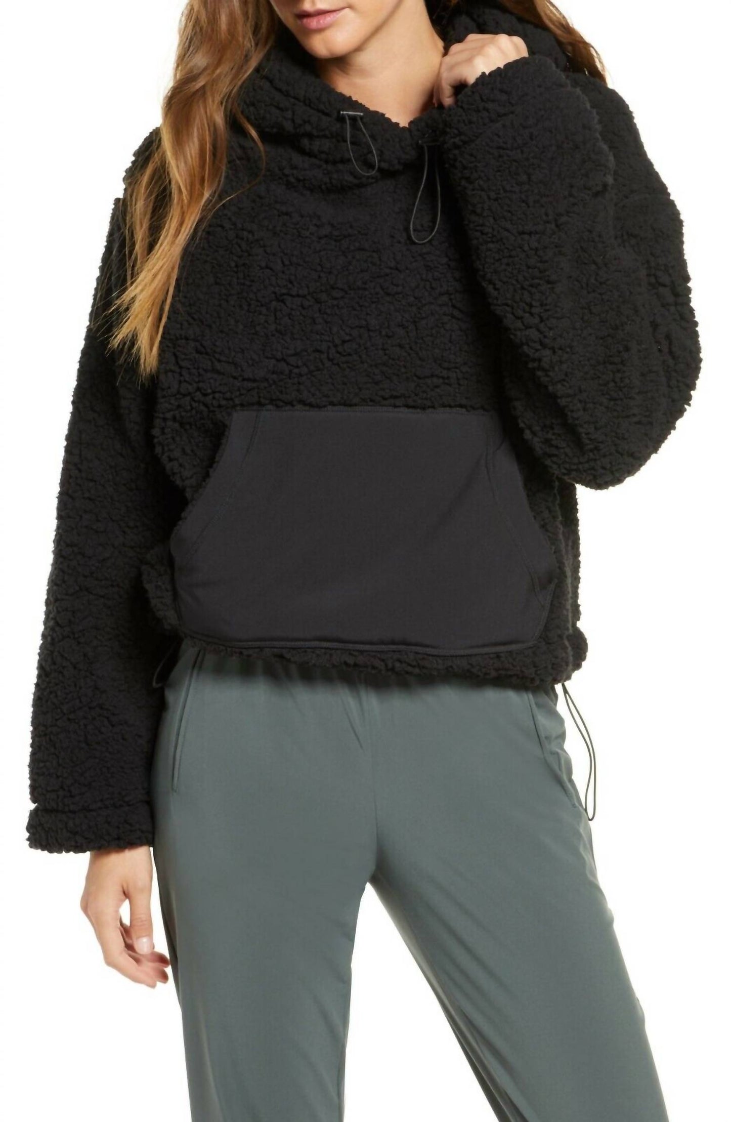 Zella - Cozy Faux Fur Teddy Shearling Hoodie Sweatshirt