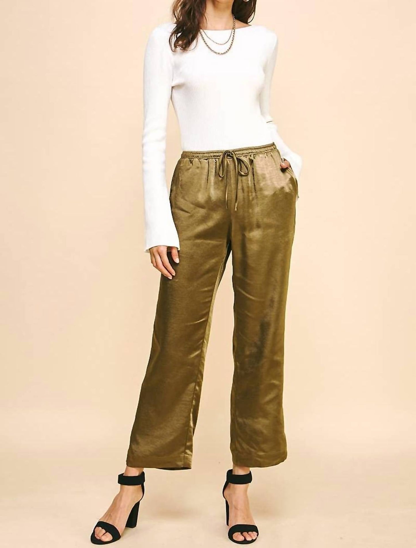 Pinch - Go To Glam Satin Straight Pants
