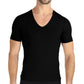 Conjunto de 2 camisetas masculinas Rounderbum com decote em V profundo, pretas, tamanho médio