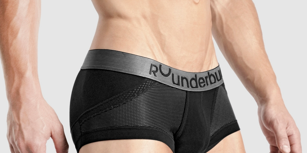 Boxer anatômico masculino Rounderbum preto tamanho grande