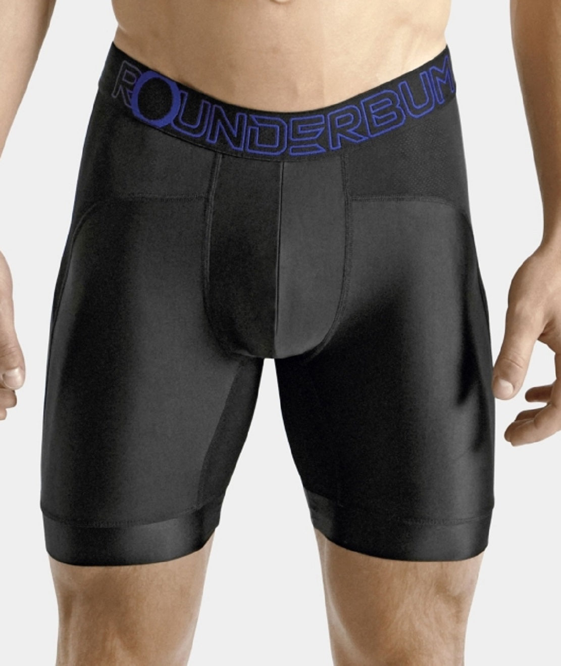 Cueca boxer acolchoada masculina Rounderbum para treino, preta, tamanho grande