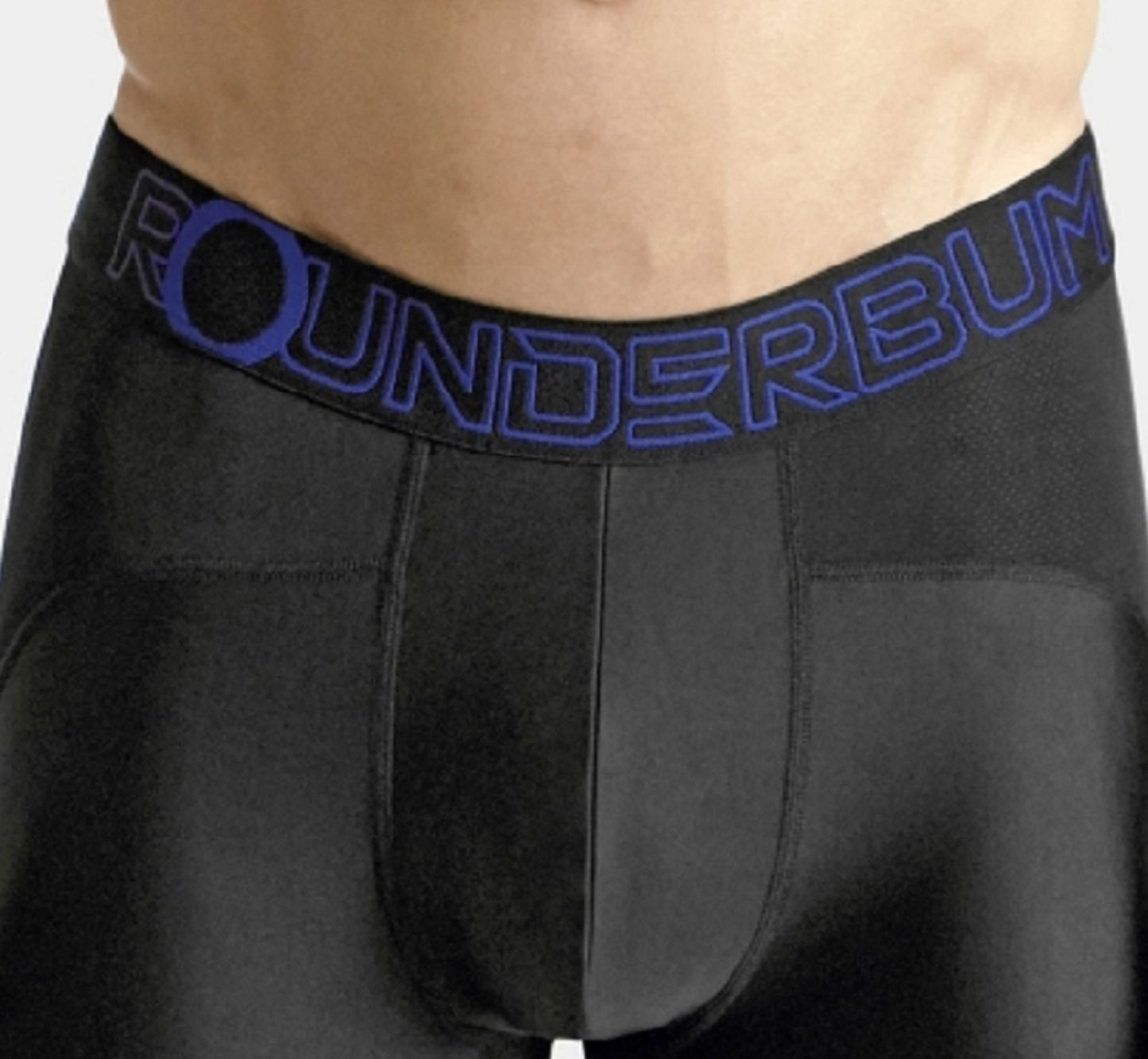 Cueca boxer acolchoada masculina Rounderbum para treino, preta, tamanho grande