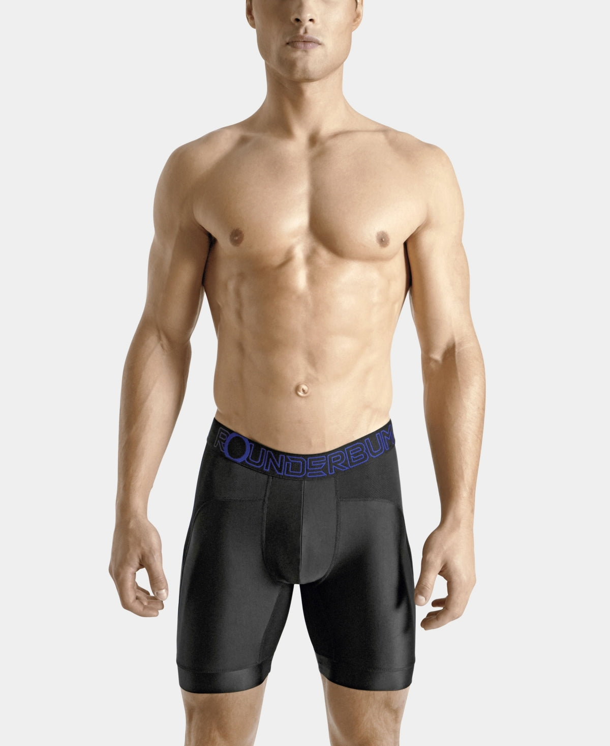 Cueca boxer acolchoada masculina Rounderbum para treino, preta, tamanho grande
