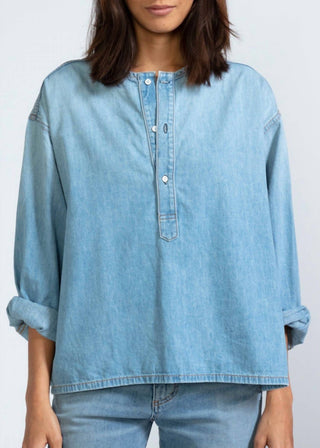 Askk Ny - Denim Relaxed Fit Henley Top