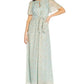 Adrianna Papell - Flutter Short Sleeves Long Chiffon Dress