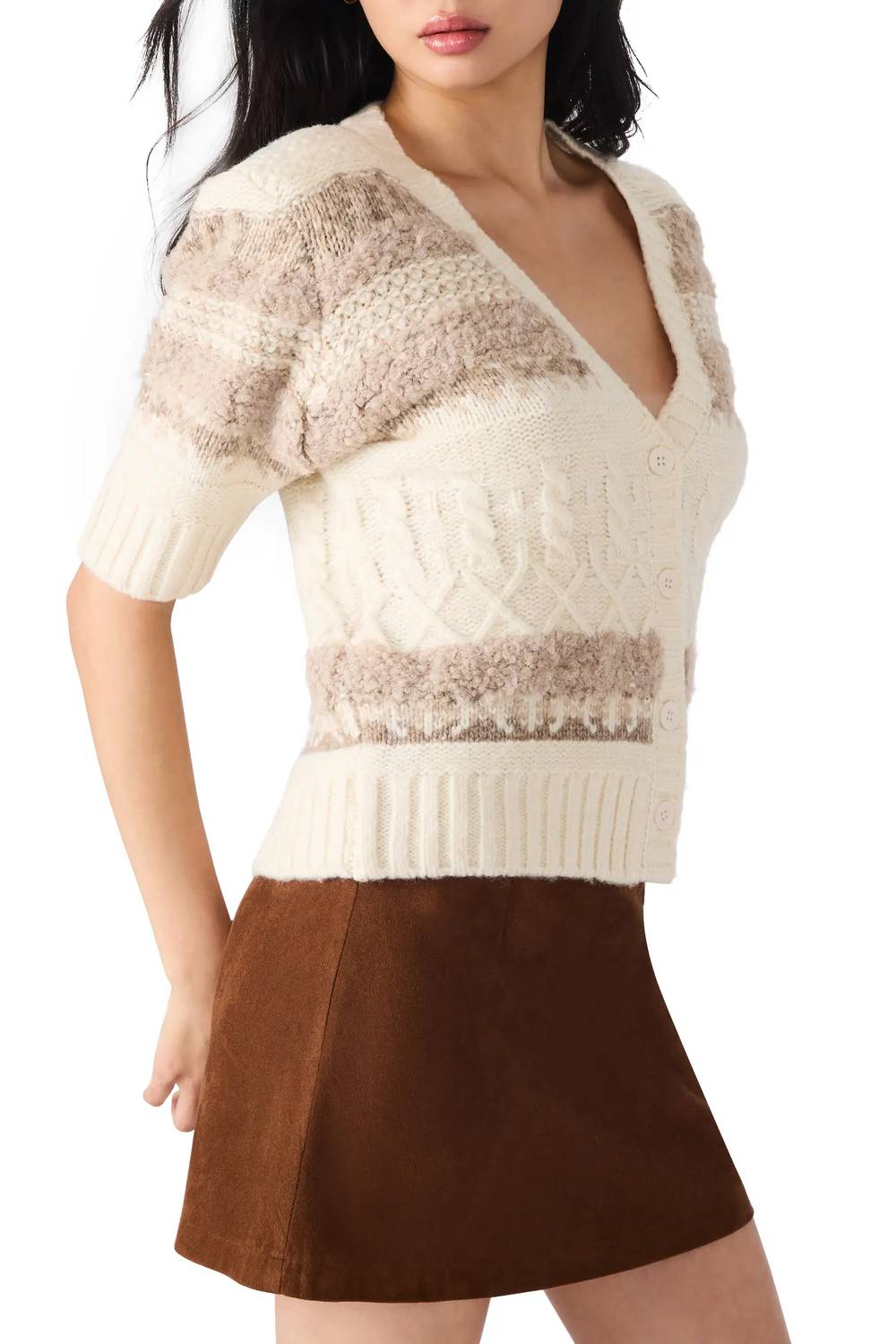 Steve Madden - Janae Short Sleeve Button Up Cardigan
