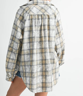 Aemi + Co - Camisa feminina de flanela lavada Laura Plaid