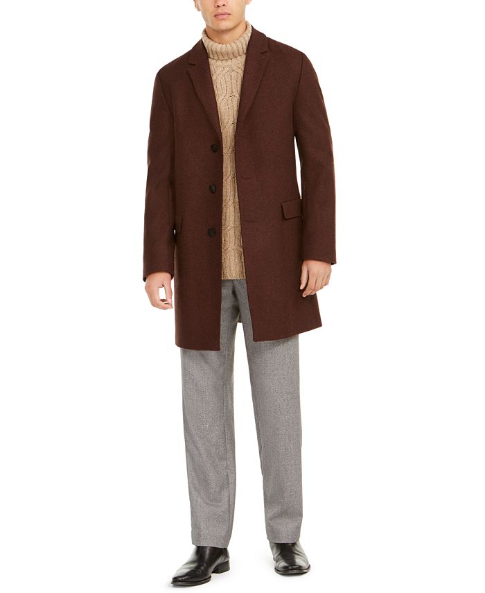 Sobretudo de sarja Hugo Boss Migor Slim Fit masculino, marrom, tamanho 42