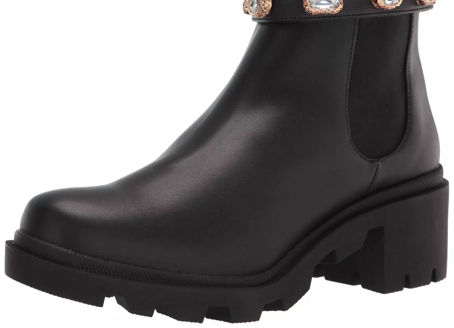 Steve Madden - Women's Amulet Fashion Leather Block Heel Rhinestone Chelsea Boot
