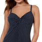Maiô feminino Miraclesuit Pin Point Love Knot Tankini Top Azul Tamanho 8