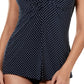 Maiô feminino Miraclesuit Pin Point Love Knot Tankini Top Azul Tamanho 8