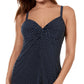Maiô feminino Miraclesuit Pin Point Love Knot Tankini Top Azul Tamanho 8