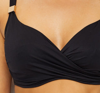 Top de biquíni feminino Miraclesuit com aro e sobrepeliz, preto, tamanho 38DDD