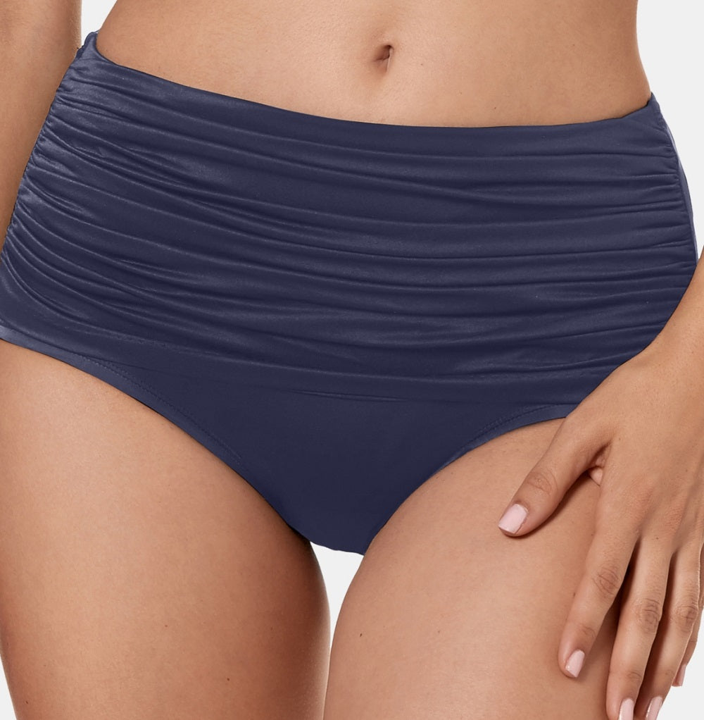 Miraclesuit Feminino Sólido Norma Jeans Cintura Alta Maiô Azul Tamanho 10