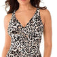 Maiô feminino Miraclesuit Sublime Feline Oceanus Allover Slimming, tamanho 18, marrom