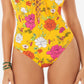 Skinny Dippers Mac &amp; Cheese Sirene Maiô Feminino com Cadarço Amarelo Tamanho Médio