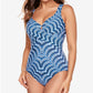 Maiô feminino Miraclesuit Hypnotique Crisscross, azul, tamanho 12
