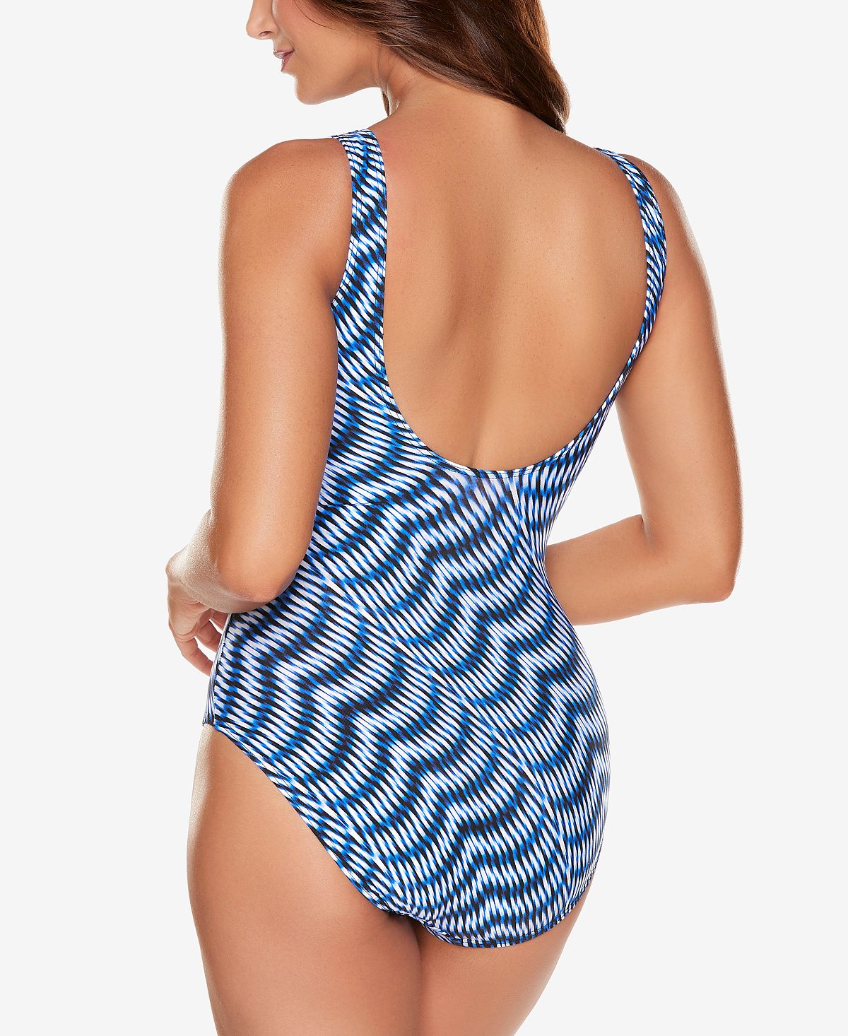 Maiô feminino Miraclesuit Hypnotique Crisscross, azul, tamanho 12