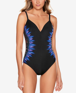 Maiô feminino Miraclesuit Tramonto Belle Temptation, preto, tamanho 14