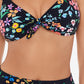 Top de banho feminino Skinny Dip Daisy Mae com babados, preto, tamanho médio