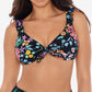 Top de banho feminino Skinny Dip Daisy Mae com babados, preto, tamanho médio