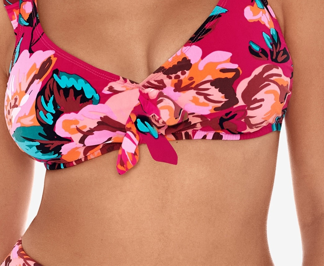 Skinny Dippers Hot House Daisy Mae Bikini Top Maiô Rosa Tamanho Médio