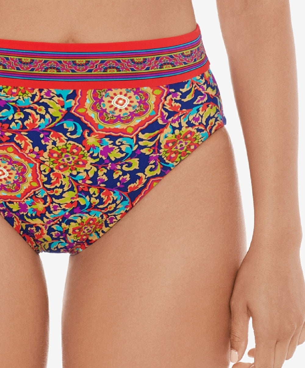 Calça de biquíni feminina Skinny Dippers Palais Sophie cintura alta, azul, tamanho grande