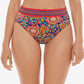 Calça de biquíni feminina Skinny Dippers Palais Sophie cintura alta, azul, tamanho grande