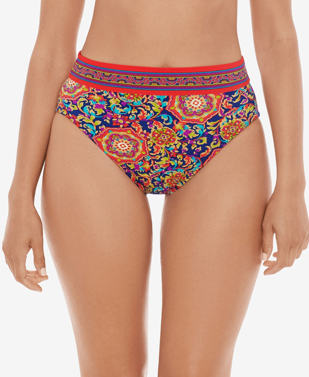 Calça de biquíni feminina Skinny Dippers Palais Sophie cintura alta, azul, tamanho grande