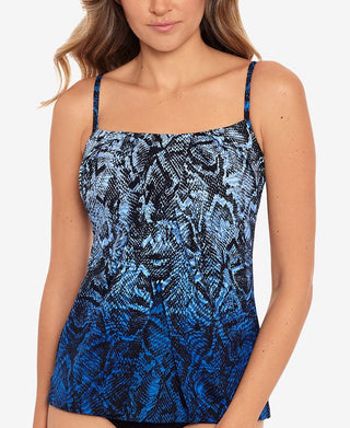 Maiô feminino Miraclesuit Jubilee com estampa Tankini, azul, tamanho 10