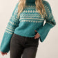Promesa - Abstract Geometric Turtleneck Loose Fit Sweater
