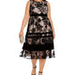 Vestido midi flocado de veludo plus size Taylor feminino, preto, tamanho 20W