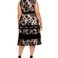 Vestido midi flocado de veludo plus size Taylor feminino, preto, tamanho 20W