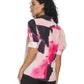 Blusa feminina DKNY com decote falso e manga curta, rosa, tamanho grande