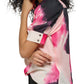 Blusa feminina DKNY com decote falso e manga curta, rosa, tamanho grande